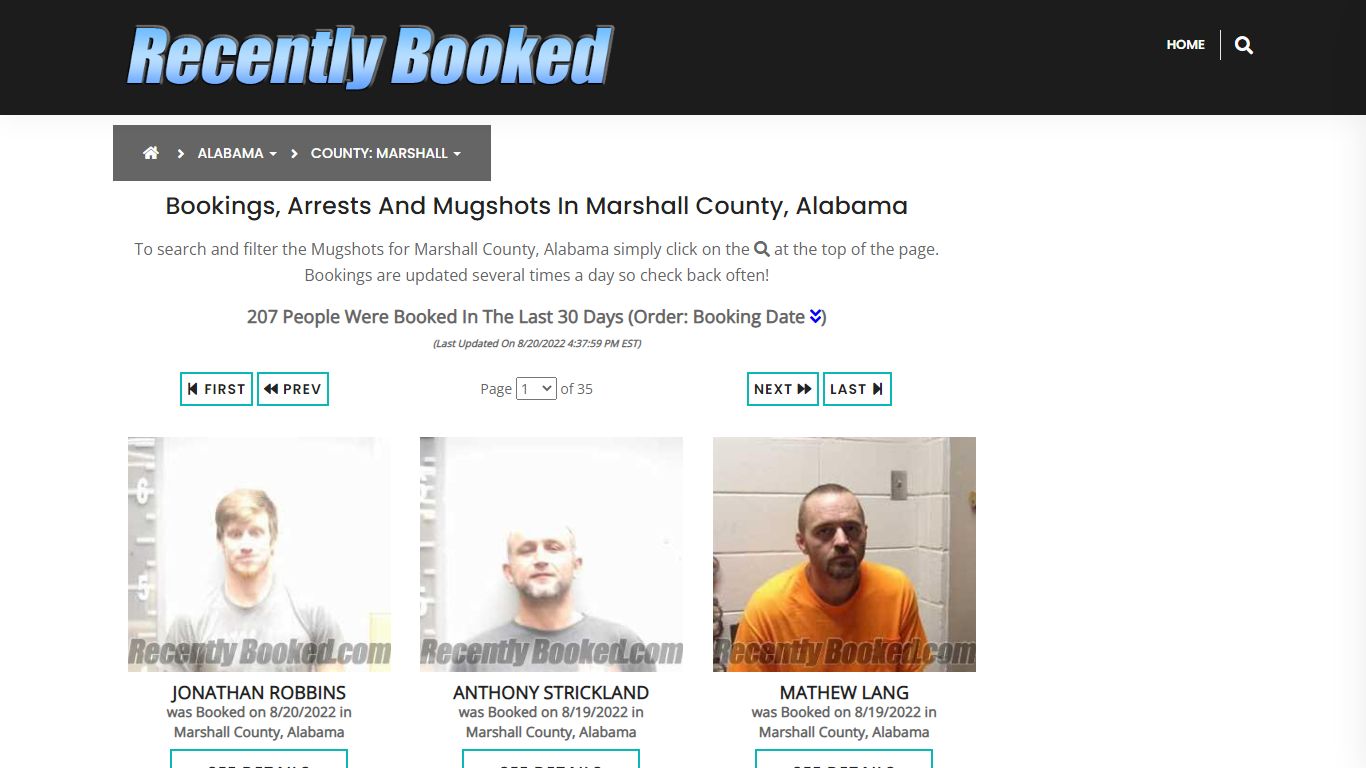 Bookings, Arrests and Mugshots in Marshall County, Alabama